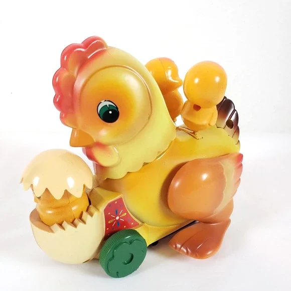 Vintage Russ Chick and Rooster Toy Musical Bobbing "Its a Small World" Battery